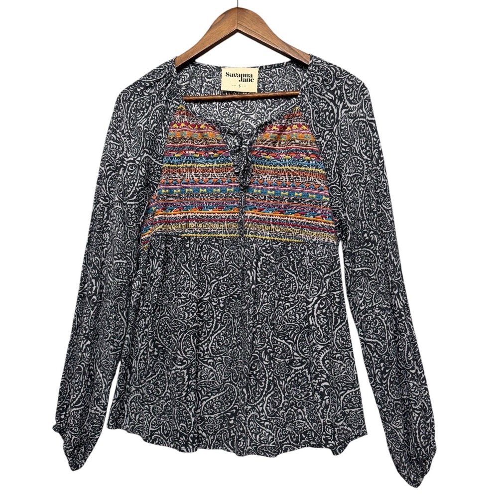 Savanna Jane Women S Tunic Top Boho Embroidered Peasant Babydoll Feminine Prairi